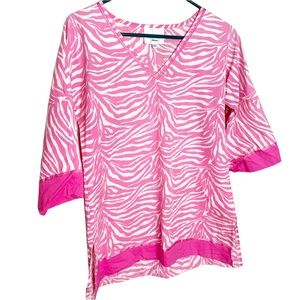 Joy of Palm Beach 3/4 Sleeve Animal Print V-Neck Swim Cover Up Women’s XS